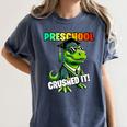 Graduation Preschool Dinosaur T Rex Crushed It Boys Grad Women's Comfort Colors T-Shirt Denim