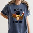 Hoot I Did It Grad Owl Holding Graduation Diploma Congrats Women's Comfort Colors T-Shirt Denim