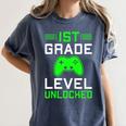Kids 1st Grade Level Unlocked Back To School Gamer Graduation Women's Comfort Colors T-Shirt Denim