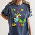 Kids Preschool Graduate T-Rex Dinosaur Preschool Graduation Women's Comfort Colors T-Shirt Denim