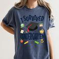 Kindergarten Graduation Shirt I Survived Kindergarten Women's Comfort Colors T-Shirt Denim