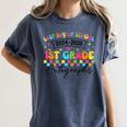 Last Day Of School Autograph 1st Grade Graduation Boys Girls Women's Comfort Colors T-Shirt Denim