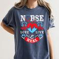 Nurse Live Love Heal Graduation Appreciation Valentines Day Women's Comfort Colors T-Shirt Denim