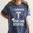 Nursing School Graduation Shirt I Survived RN Gift Women's Comfort Colors T-Shirt Denim