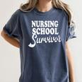 Nursing School Survivor Nurse Graduation Medical T-Shirt Women's Comfort Colors T-Shirt Denim