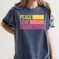 Peace Love Engineering Engineer School Graduation Retro Women's Comfort Colors T-Shirt Denim