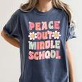 Peace Out Middle School Graduation Groovy Last Day Of School Women's Comfort Colors T-Shirt Denim