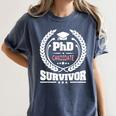 PhD Survivor Doctorate Graduate Shirt Graduation Women's Comfort Colors T-Shirt Denim