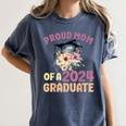 Proud Mom Of a 2024 Graduate Floral Flower Family Graduation Women's Comfort Colors T-Shirt Denim