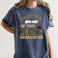 Proud Mom Of Two 2021 Graduates Twin Mama Graduation Leopard Women's Comfort Colors T-Shirt Denim
