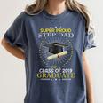 Proud Step Dad The Class Of 2019 Graduate Graduation Shirt Women's Comfort Colors T-Shirt Denim