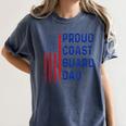 Retro Proud Coast Guard Dad Graduation Dad Usa Flag Outfit Women's Comfort Colors T-Shirt Denim