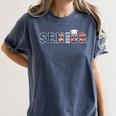 Senior 2023 American Flag USA Graduation Class Of 2023 Women Kids Men Women's Comfort Colors T-Shirt Denim