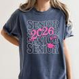 Senior 2026 Class Of 2026 Coquette Pink Bow Graduation Moms Women's Comfort Colors T-Shirt Denim
