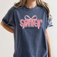 Senior 2026 Coquette Pink Bow Graduation 2026 Class Of 2026 Women's Comfort Colors T-Shirt Denim