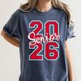 Senior 2026 Graduation Varsity Red Letters On The Back Women's Comfort Colors T-Shirt Denim