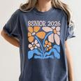 Senior 2026 Retro Groovy Flowers Graduation Women's Comfort Colors T-Shirt Denim