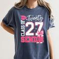 Senior 2027 Class Of 2027 Pink Coquette Bow Graduation Girl Women's Comfort Colors T-Shirt Denim
