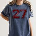 Senior 2027 Maroon Senior Class Of 27 Jersey Graduation Women's Comfort Colors T-Shirt Denim