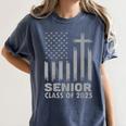 Senior Class Of 2025 USA Flag Cross Christian Graduation Women's Comfort Colors T-Shirt Denim