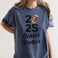 Senior Football Brother Class Of 2025 Graduation Graduate Women's Comfort Colors T-Shirt Denim