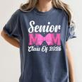 Senior Mom Class Of 2026 Pink Coquette Bow Graduation Women's Comfort Colors T-Shirt Denim