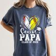 Senior Papa Class Of 2026 Baseball Softball Graduation Heart Women's Comfort Colors T-Shirt Denim