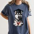 Siberian Husky Dog Graduation Cap Training School Graduate Men Women Kids Women's Comfort Colors T-Shirt Denim