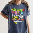 So Long Pre-K Kindergarten Here I Come Graduation Kids Women's Comfort Colors T-Shirt Denim