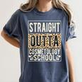 Straight Outta Cosmetology School Leopard Graduation Women's Comfort Colors T-Shirt Denim