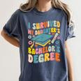 i Survived My Daughter's Bachelors Degree Groovy Graduation Women's Comfort Colors T-Shirt Denim