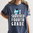 I Survived Fourth Grade Graduation Kids Owl Grad Women's Comfort Colors T-Shirt Denim