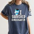 I Survived Kindergarten Graduation Kids Owl Grad Women's Comfort Colors T-Shirt Denim