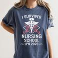 I Survived Nursing School LPN Class Of 2023 Nurse Graduation Women's Comfort Colors T-Shirt Denim