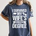 I Survived My Wifes Doctorate Degree Graduation Women's Comfort Colors T-Shirt Denim