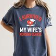 I Survived My Wife's Nursing Degree Rn Graduation Nurse Women's Comfort Colors T-Shirt Denim
