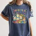 100th Day Of School Teacher Floral Books 100 Days Of Growing Women's Comfort Colors T-Shirt Moss