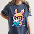Adorable Book Lover Rabbit With Reading Glasses Cute Premium Women's Comfort Colors T-Shirt Moss