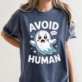 Avoid Humans Cute Kawaii Pastel Ghost Introvert Saying Women's Comfort Colors T-Shirt Moss Avoid Humans Cute Kawaii Pastel Ghost Introvert Saying Women's Comfort Colors T-Shirt Moss