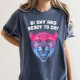 Bi Shy And Ready To Cry Bisexual Introvert Bi Pride Raglan Baseball Tee Women's Comfort Colors T-Shirt Moss