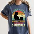 Cats Coffee & 3 People Tee Cute Font Introvert Humor Women's Comfort Colors T-Shirt Moss