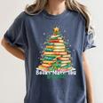 Christmas Books Make You Bright Librarian Teacher Book Lover Women's Comfort Colors T-Shirt Moss