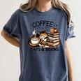 Cute Coffee Cats Books Lover Idea Women Men Kids Women's Comfort Colors T-Shirt Moss