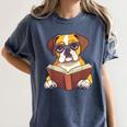 Cute Dog Boxer Reading Book Women's Comfort Colors T-Shirt Moss