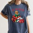 Cute Gingerbread Man Reading Book Nerd Christmas Bookish Women's Comfort Colors T-Shirt Moss