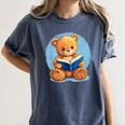 Cute Teddy Bear Reading Book Fun Women's Comfort Colors T-Shirt Moss