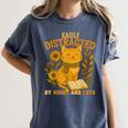 Easily Distracted By Cats And Books Cute Cat Book Lover Women's Comfort Colors T-Shirt Moss
