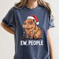 Ew People Capybara Christmas Lights Introvert Humor Women's Comfort Colors T-Shirt Moss