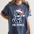 Ew People Cat Christmas Introvert Holiday Humor Women's Comfort Colors T-Shirt Moss