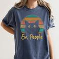 Ew People Retro Cat Lover Social Introvert Women's Comfort Colors T-Shirt Moss